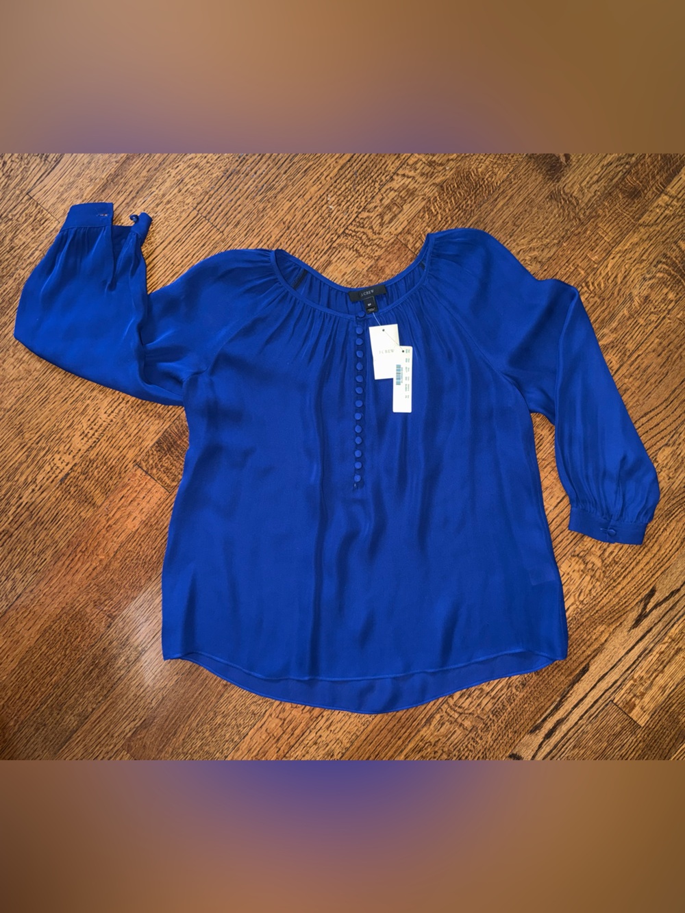 J.Crew Royal Blue Button-Trim Peasant Blouse
